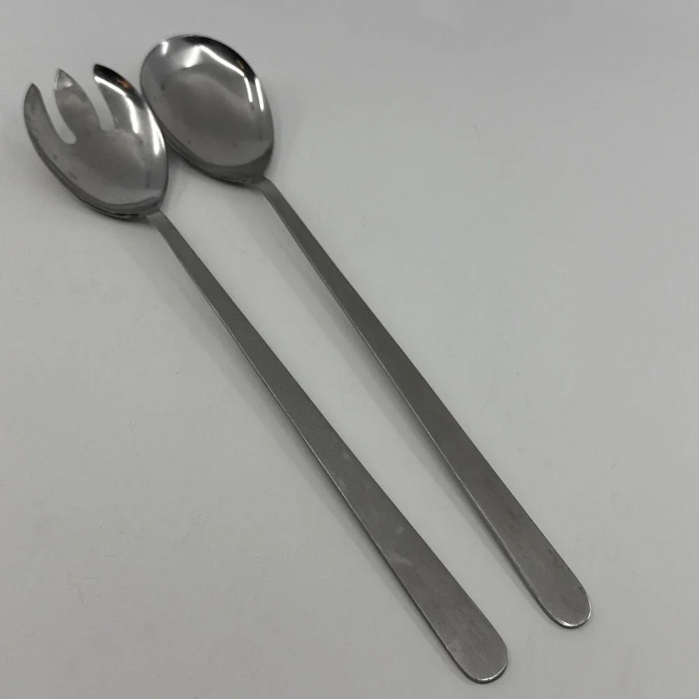 Vtg‎ Nevco Stainless Steel Serving Fork & Spoon Japan Utensil 10.5